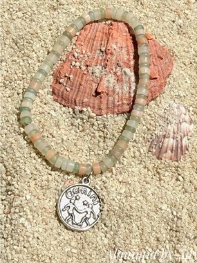AMAZONITE Pastel Beaded Gemini Bracelet - Green & Peach